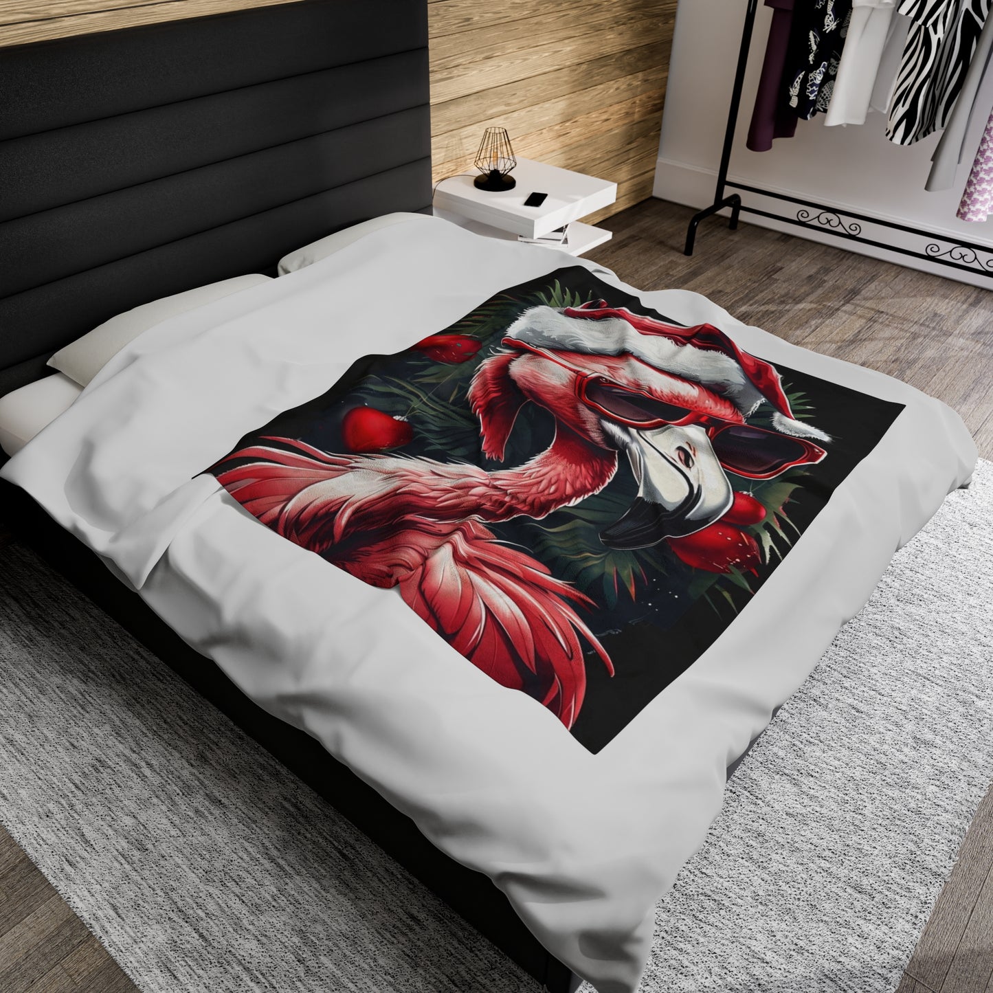 Festive Flamingo Holiday Blanket